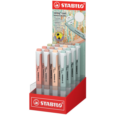 Espositore 16 evidenziatori Stabilo Swing® Cool NatureColors - colori assortiti - 275/16-9